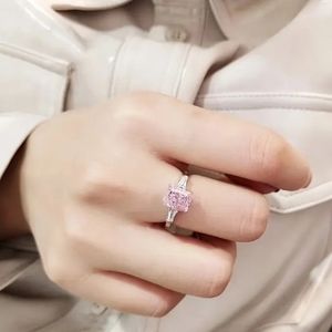 Fashion Square Pretty in Pink Feel Zircon Alloy Ring Size 8
